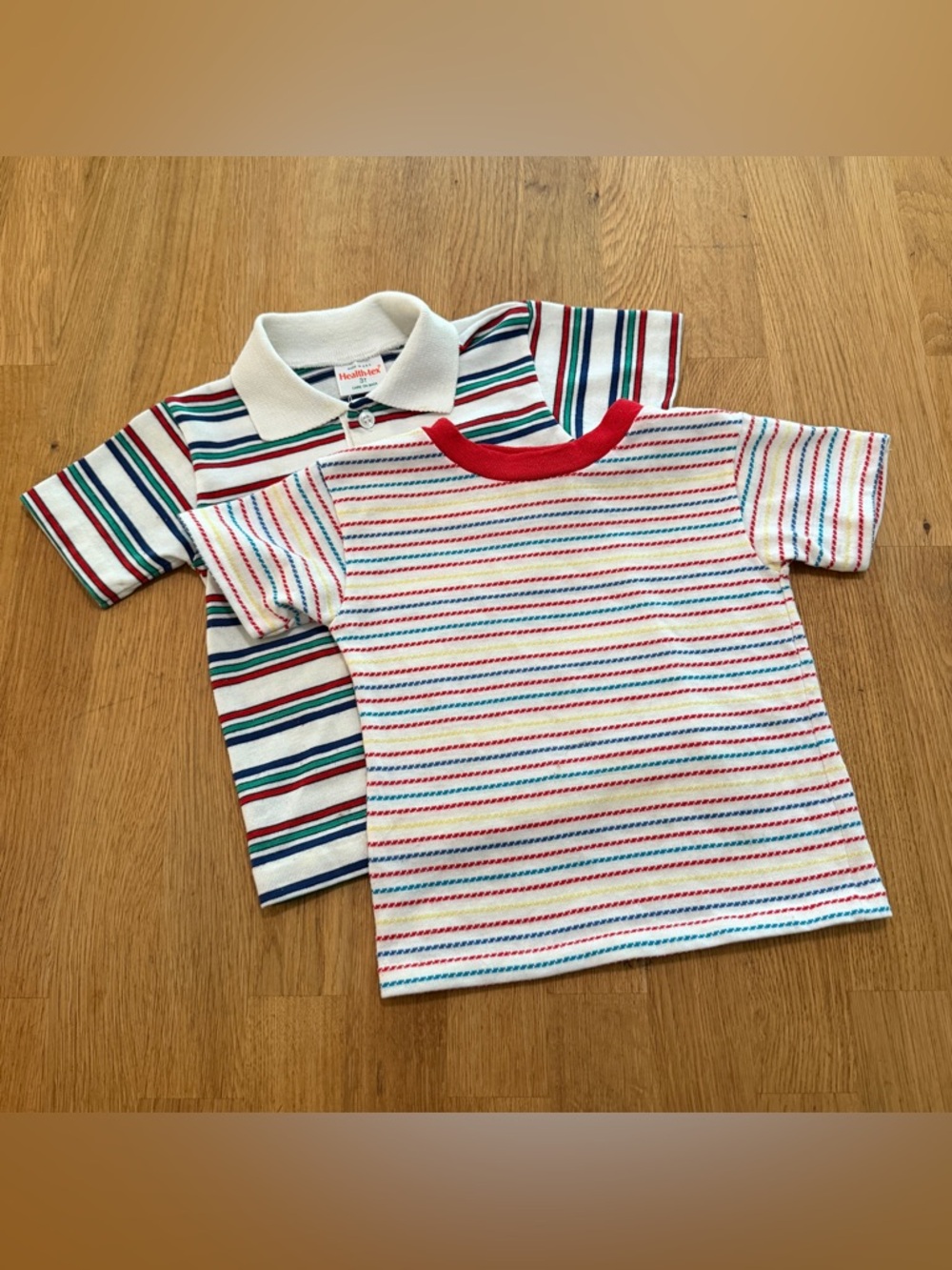 Vintage 3T Lof of 2 Striped Short Sleeve Shirts Royal Heir Health-Tex